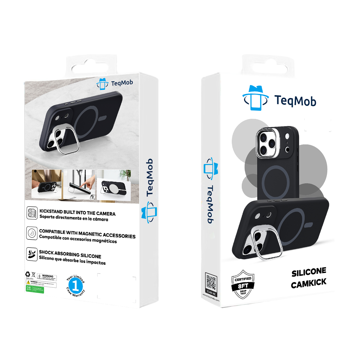 Black Silicone Camera Kickstand with Magnetic Compatibility for iPhone 17 6.1 with package