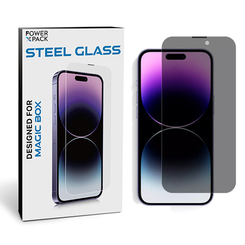 STEEL GLASS Privacy Screen Protector for iPhone 15 6.1 to use with Magic Box