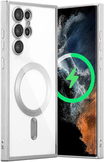 Silver Soft TPU Case with Magnetic Compatibility for Galaxy S25