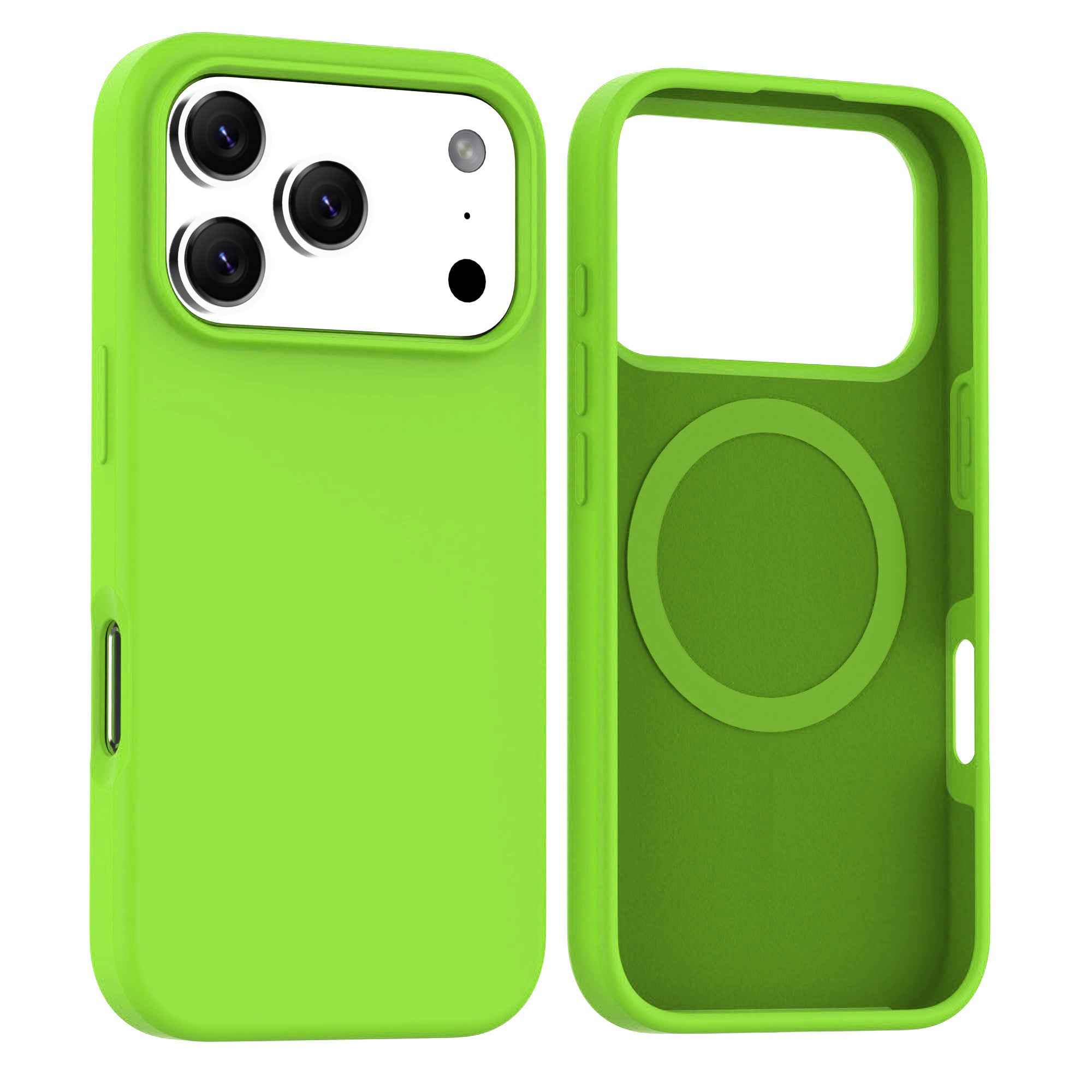 Neon Green Soft Magnetic Silicone Case for iPhone 17 Pro