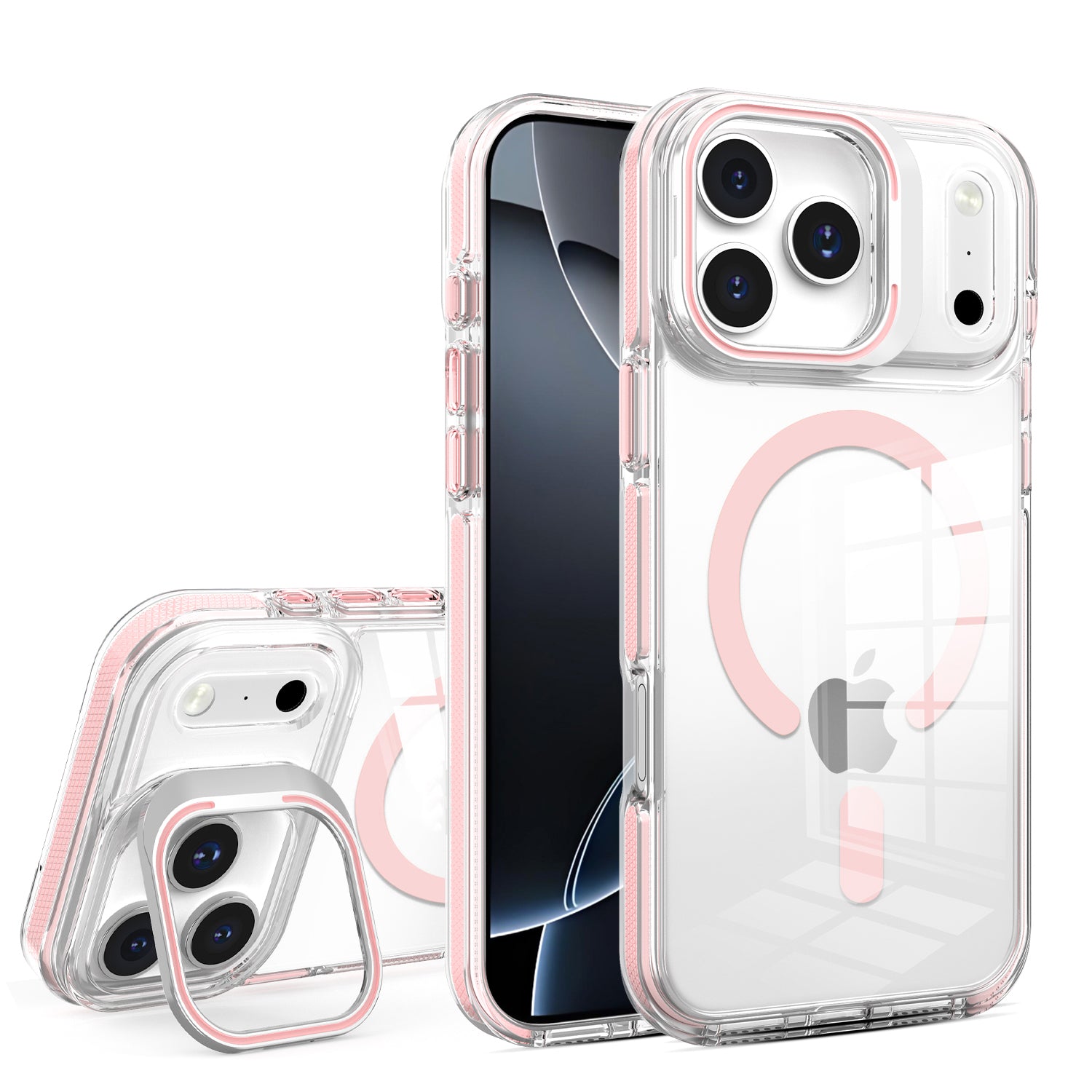 Pink Camera Kickstand Magnetic Case for iPhone 17 Pro
