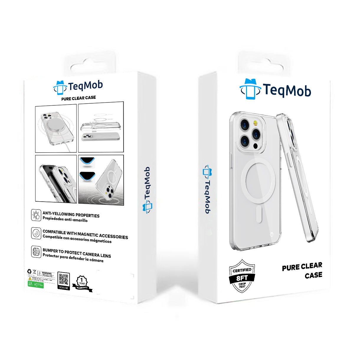 White Pure Clear Magnetic Case in Package for iPhone 15 6.1 / 14 6.1 / 13 6.1 with package