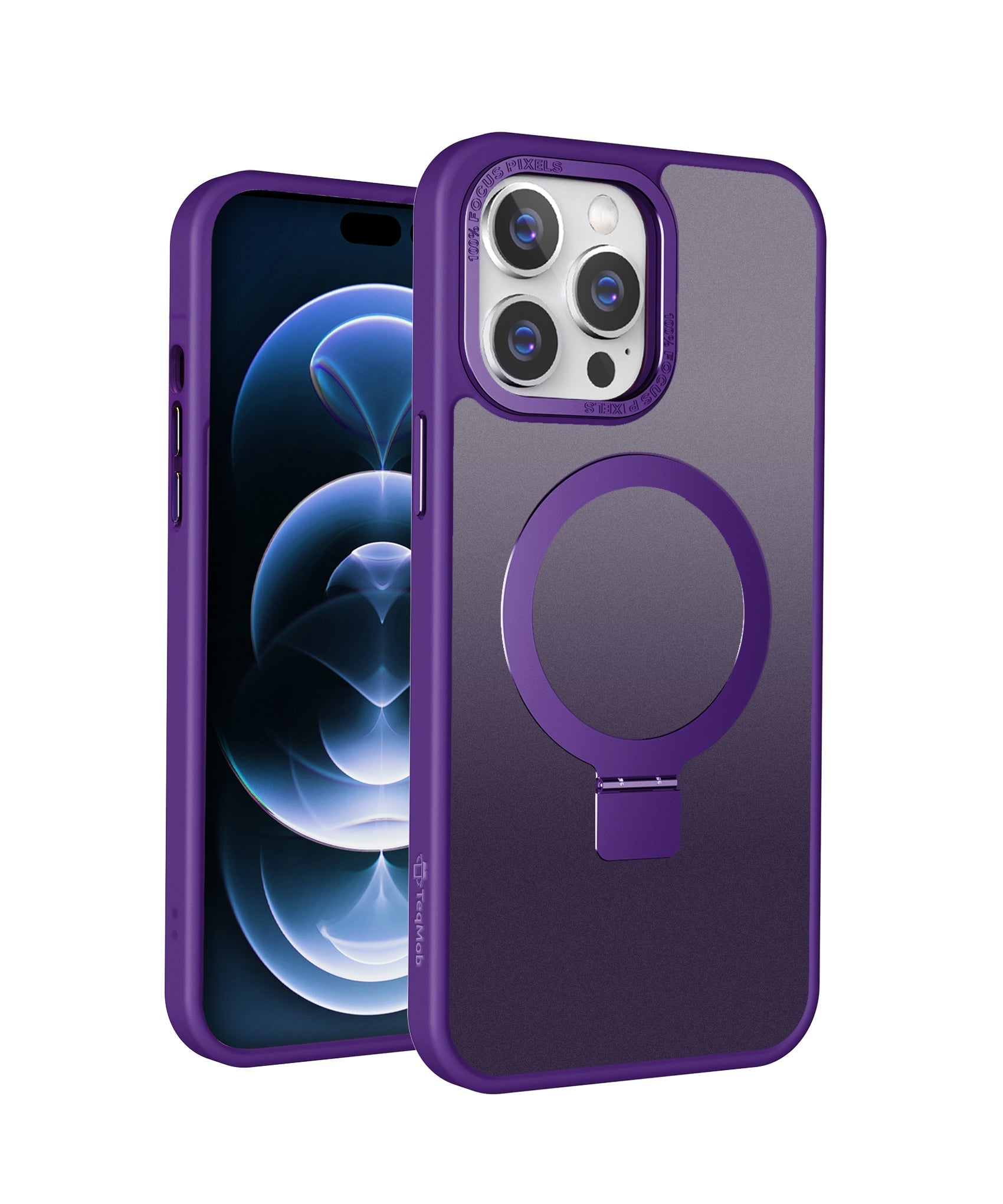 Purple Frosted Kickstand with Magnetic Compatibility for iPhone 16 6.1