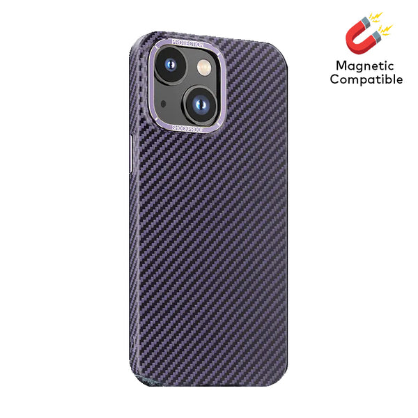 Purple Magnetic Carbon Fiber Case for iPhone 14 Pro Max