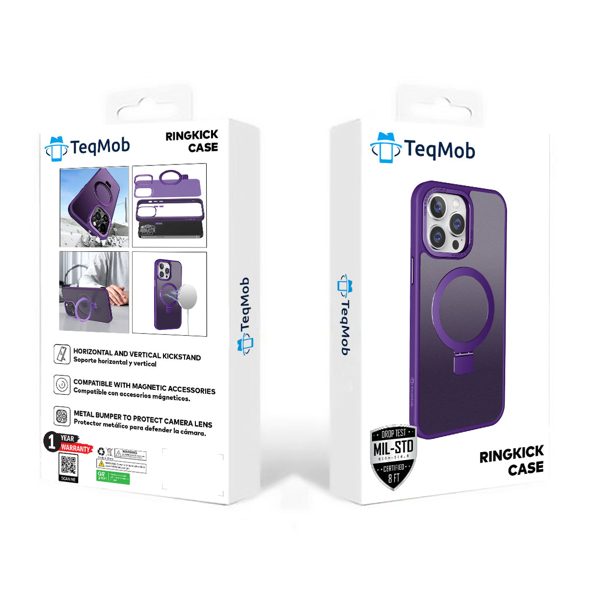 Purple Frosted Kickstand with Magnetic Compatibility in Package for iPhone 16 Pro