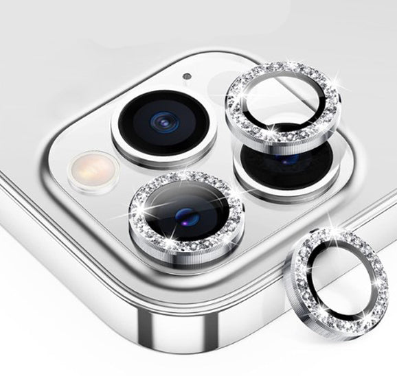 Silver Glitter Camera Protector for iPhone 15 Pro Max / 15 Pro