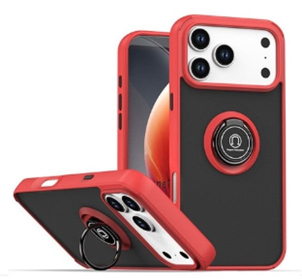 Red TPU Frame Case with Ring for iPhone 17 6.1