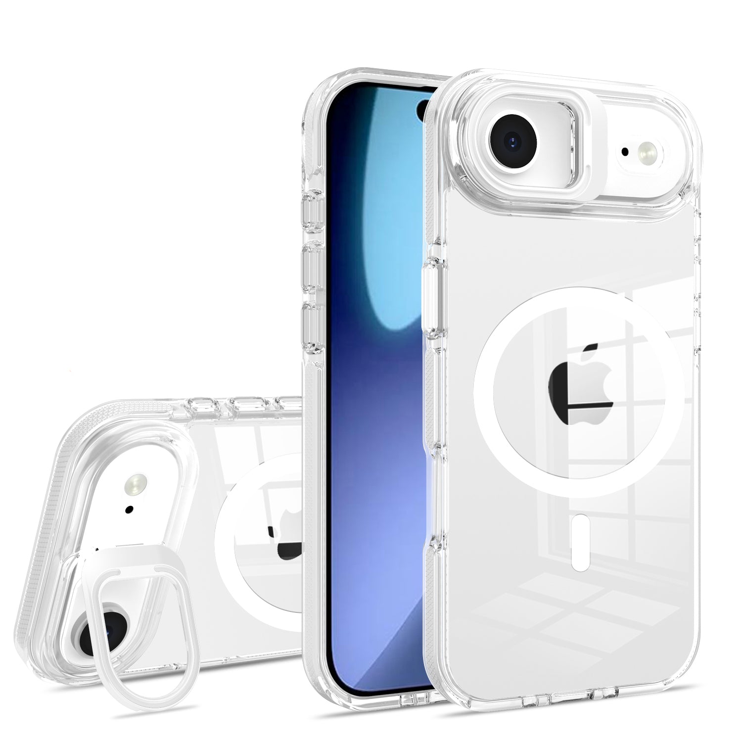 White Camera Kickstand Magnetic Case for iPhone 17 Air