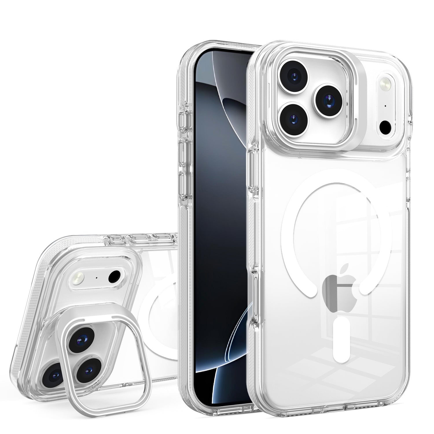 White Camera Kickstand Magnetic Case for iPhone 17 Pro