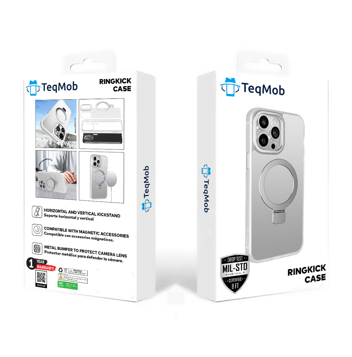 White Frosted Kickstand with Magnetic Compatibility for iPhone 16 Plus