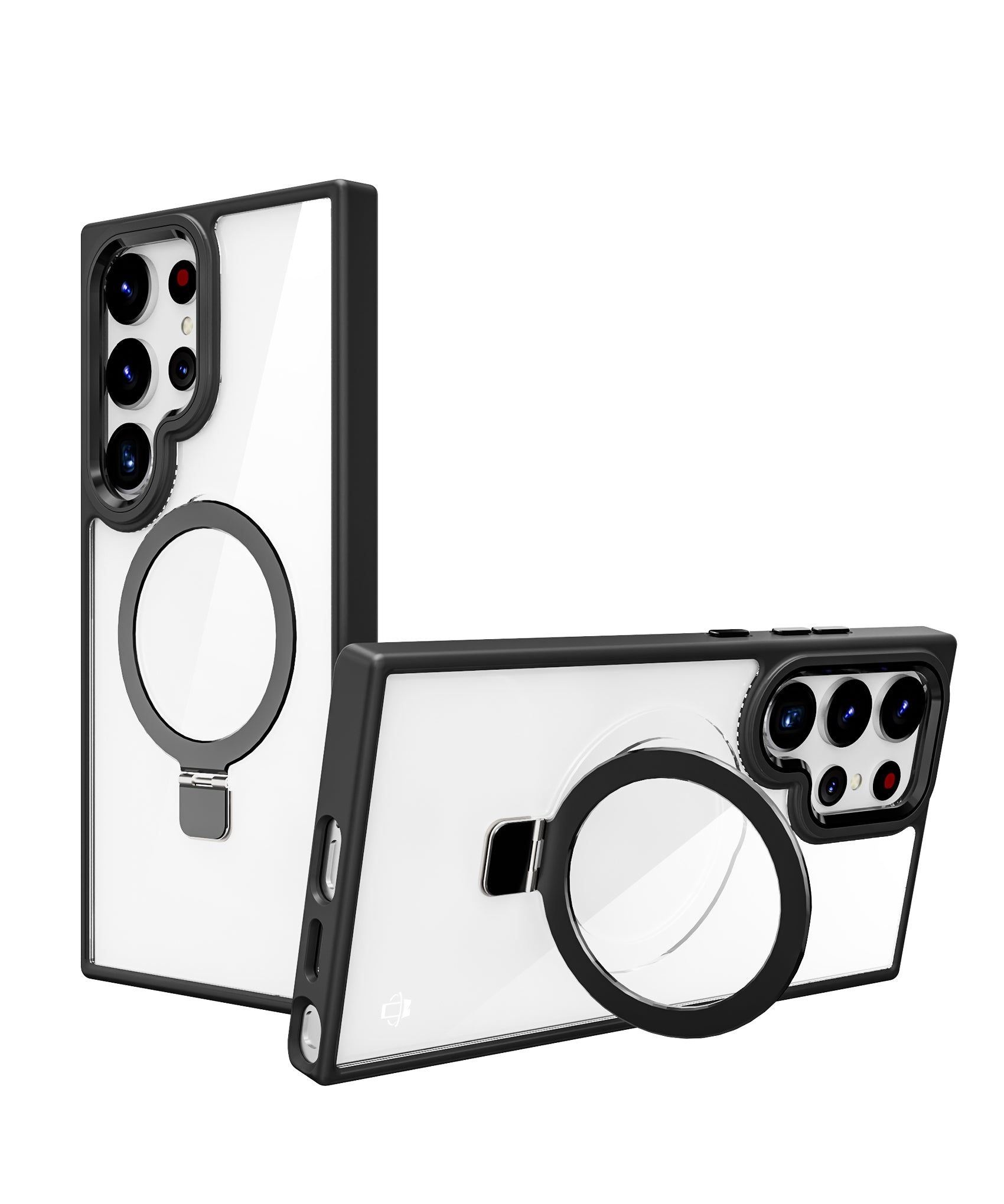 Clear Black Frame Kickstand with Magnetic Compatibility for Samsung Galaxy S24 Ultra with package