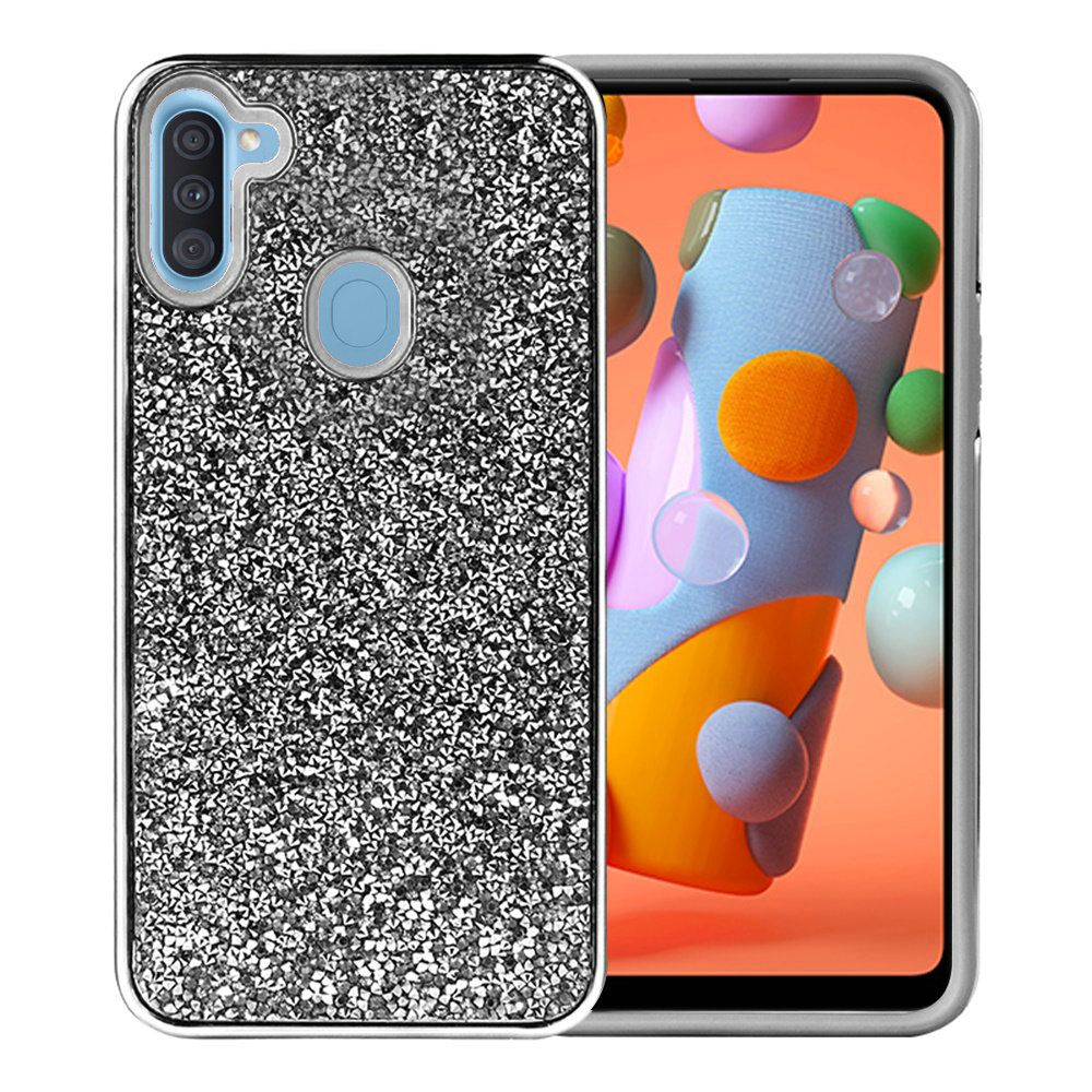 Samsung Galaxy A11 Deluxe Glitter Diamond Case Cover - Black