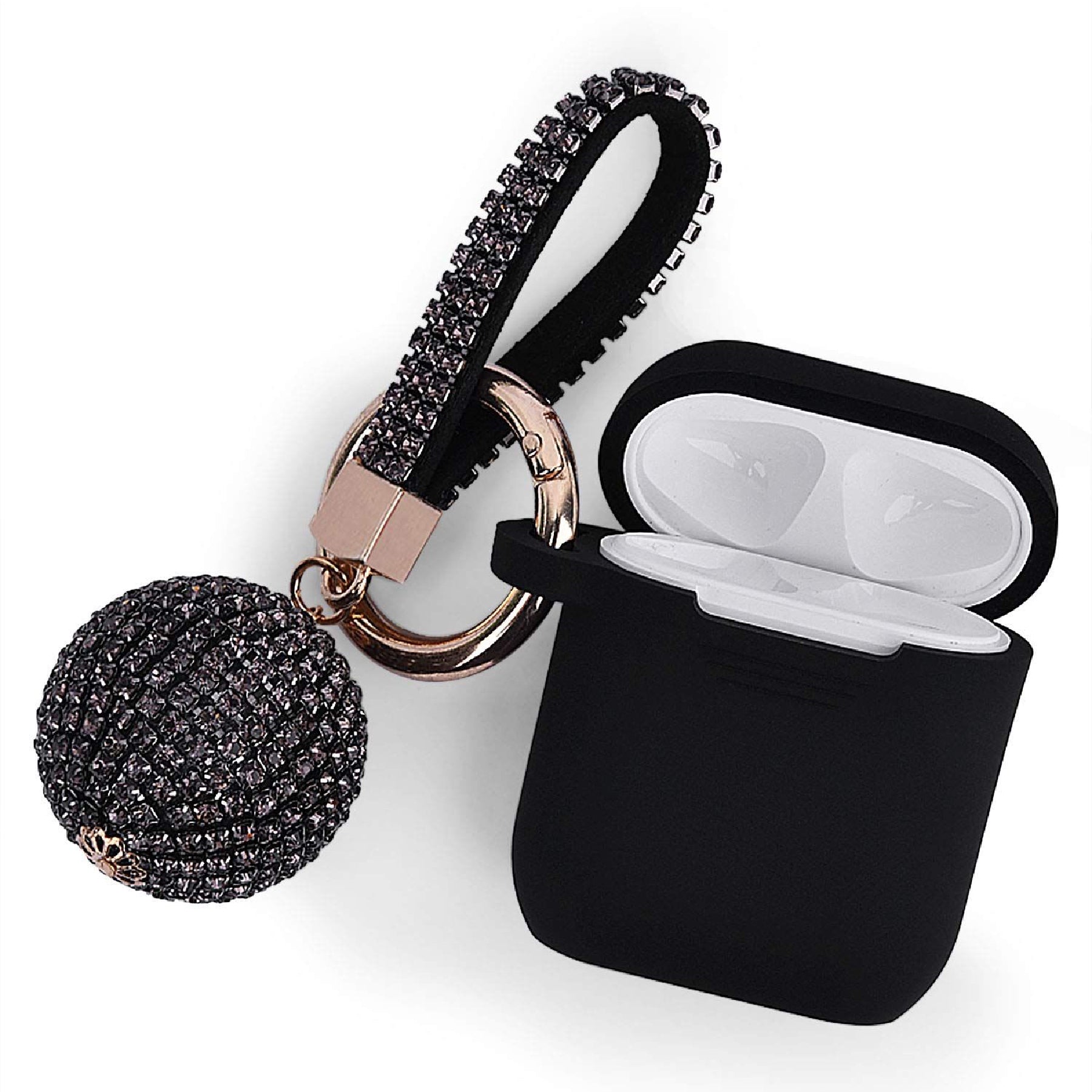 Black GLITTER AirPods Case with Glitter Keychain Ball