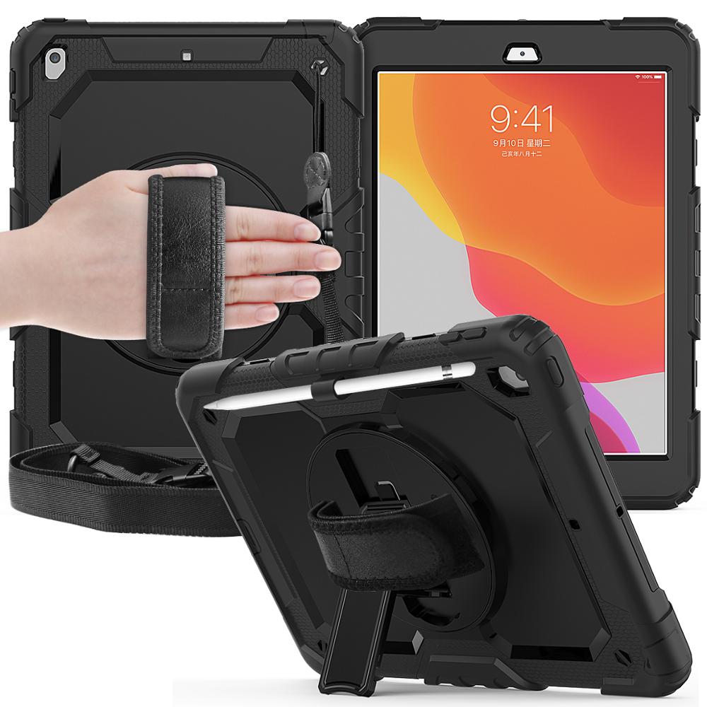 Black Heavy Duty Case with Rotative Stand for iPad Air 13" M3 2025 / M2 2024 / Pro 12.9" 2020-2022