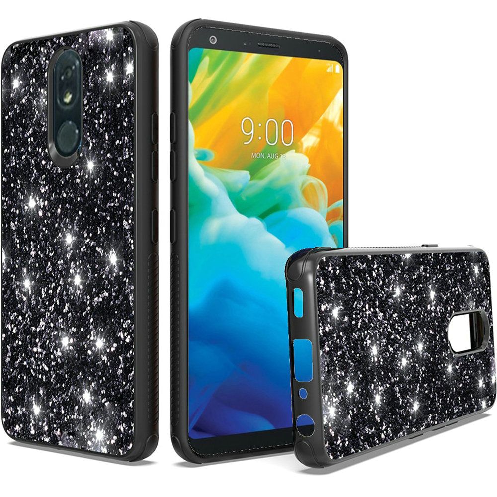 LG Stylo 5 Sparkle Glitter Bling Fused Hybrid - Black