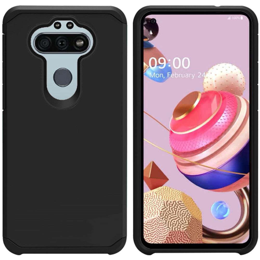 LG Aristo 5 LG tune 3 Matte Dual Layer Tuff Hybrid Case Cover - Black/Black TPU