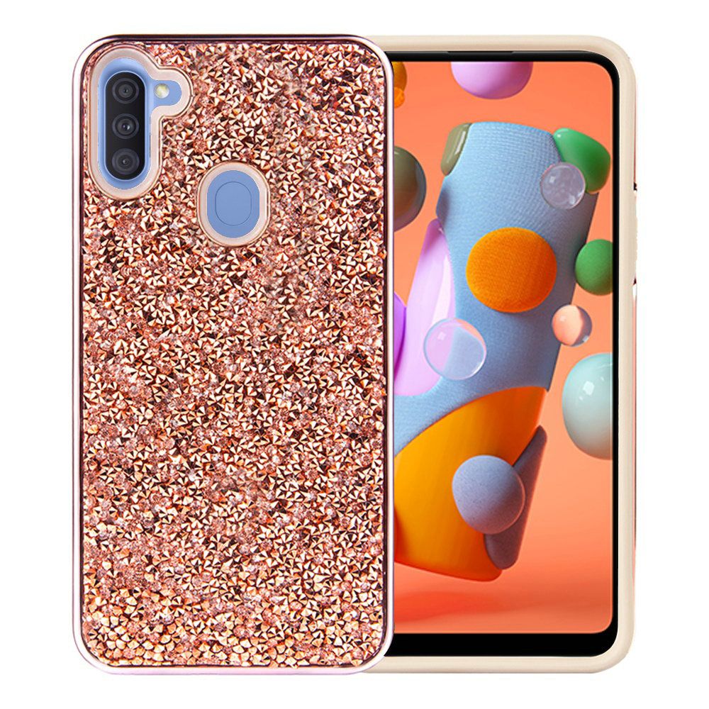 Samsung Galaxy A11 Deluxe Glitter Diamond Case Cover - Rose Gold