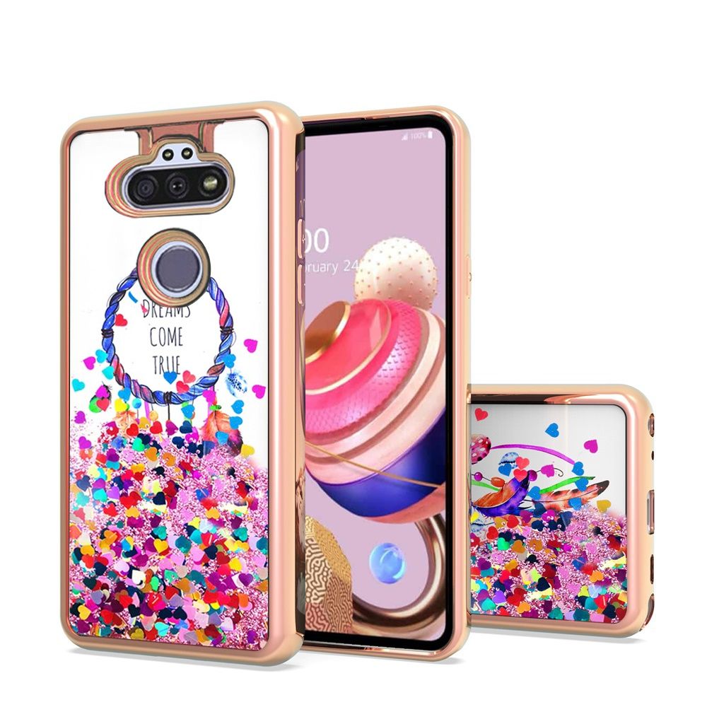 LG Aristo 5 tune 3 Tribute Monarch Design Water Quicksand Glitter Case Cover - Dreams Come True