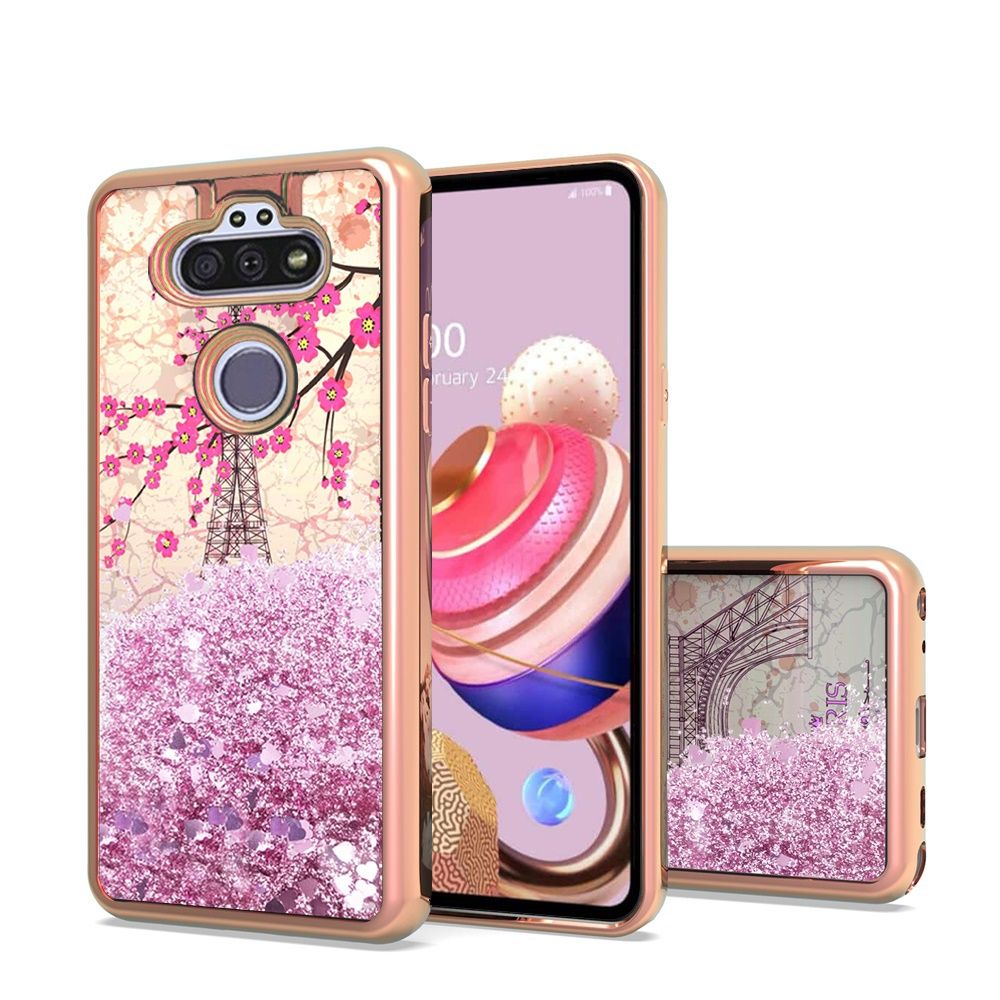 LG Aristo 5 tune 3 Tribute Monarch Design Water Quicksand Glitter Case Cover - Eiffel Tower Paris