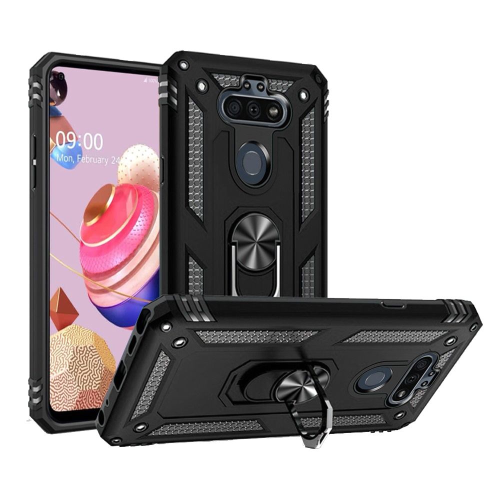 LG Aristo 5 LG tune 3 Ring Magnetic Kickstand Hybrid Case Cover - Black