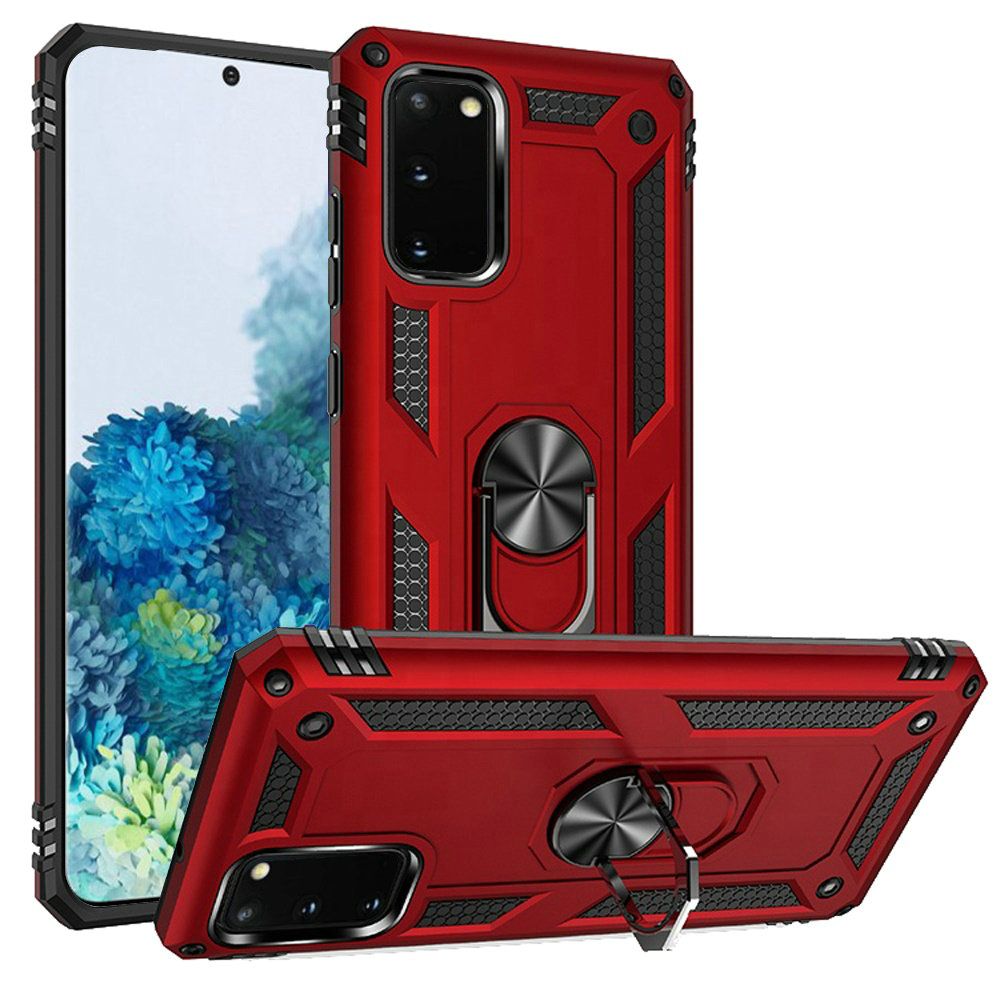 Samsung Galaxy s20 Ring Magnetic Kickstand Hybrid Case Cover - Red