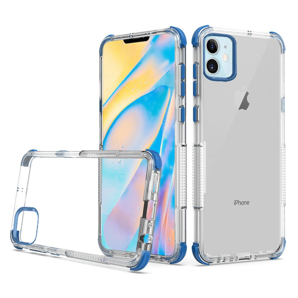 iPhone 12 5.4 Premium Ultra Edge Sturdy Shockproof Bumper Transparent PC TPU - Clear/Blue