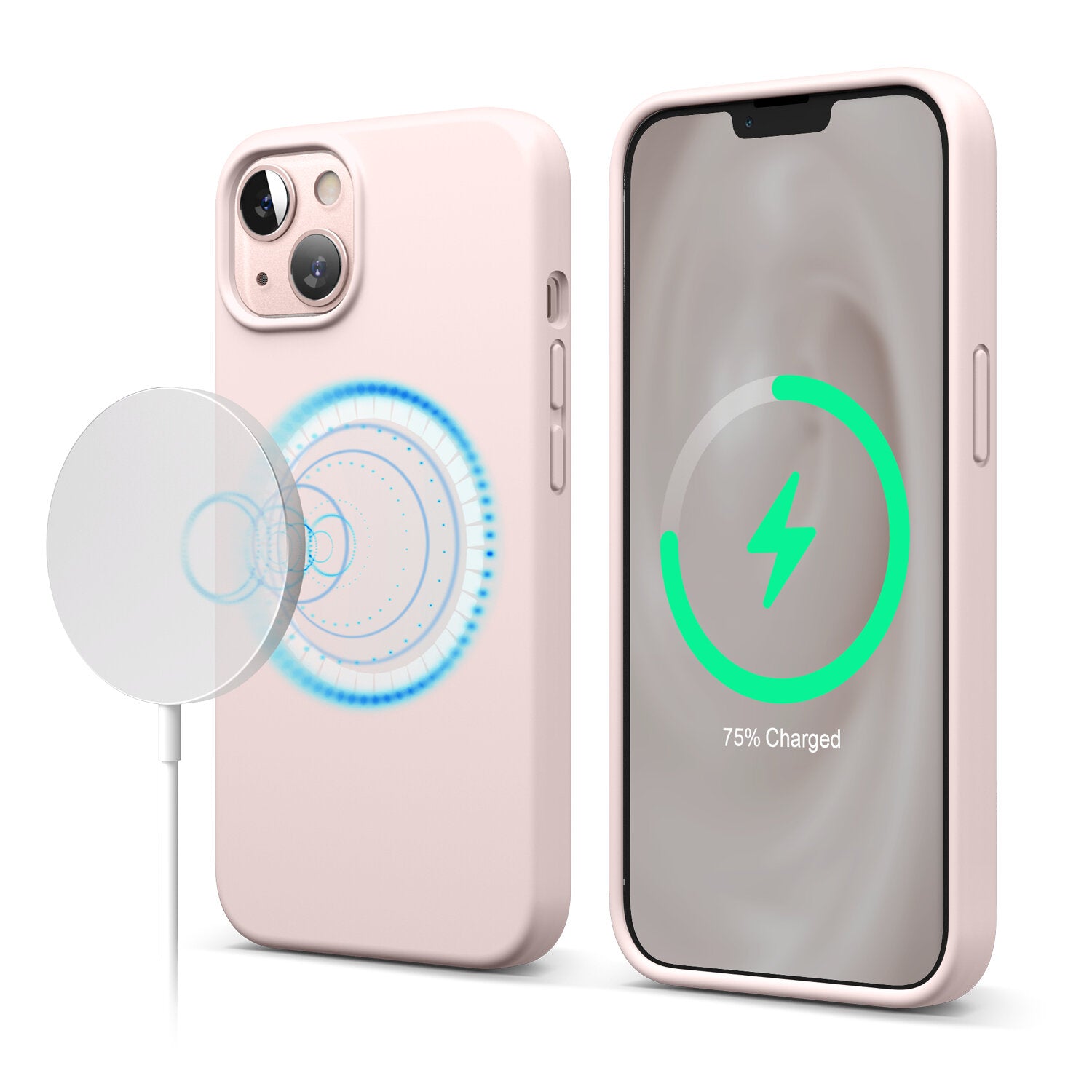 Light Pink iPhone 14 6.1 / 13 Soft Silicone Magnetic Case