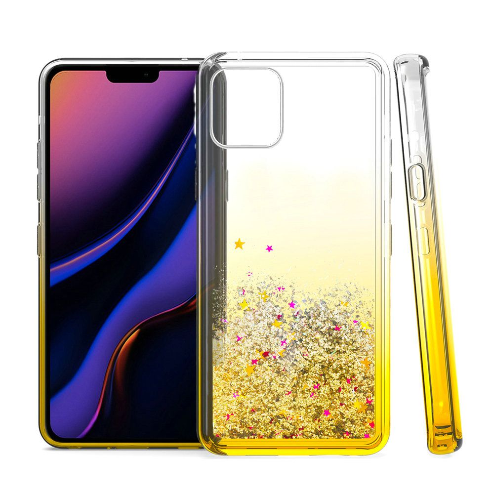 Gold iPhone 11 PRO Liquid Quicksand with Glitter TPU