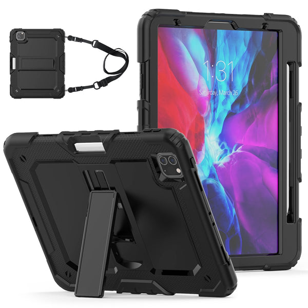 Black iPad Mini 1/2/3 Square Heavy Duty Case with Black Strap