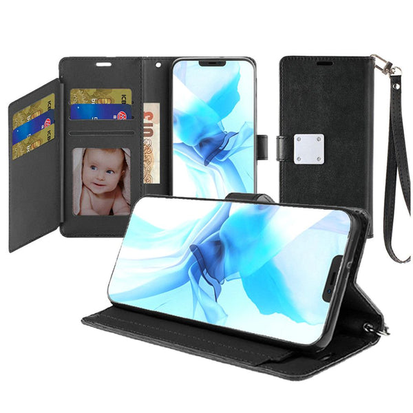 iPhone 12 PRO MAX 6.7 Lux Multi Card Wallet With Strap Black