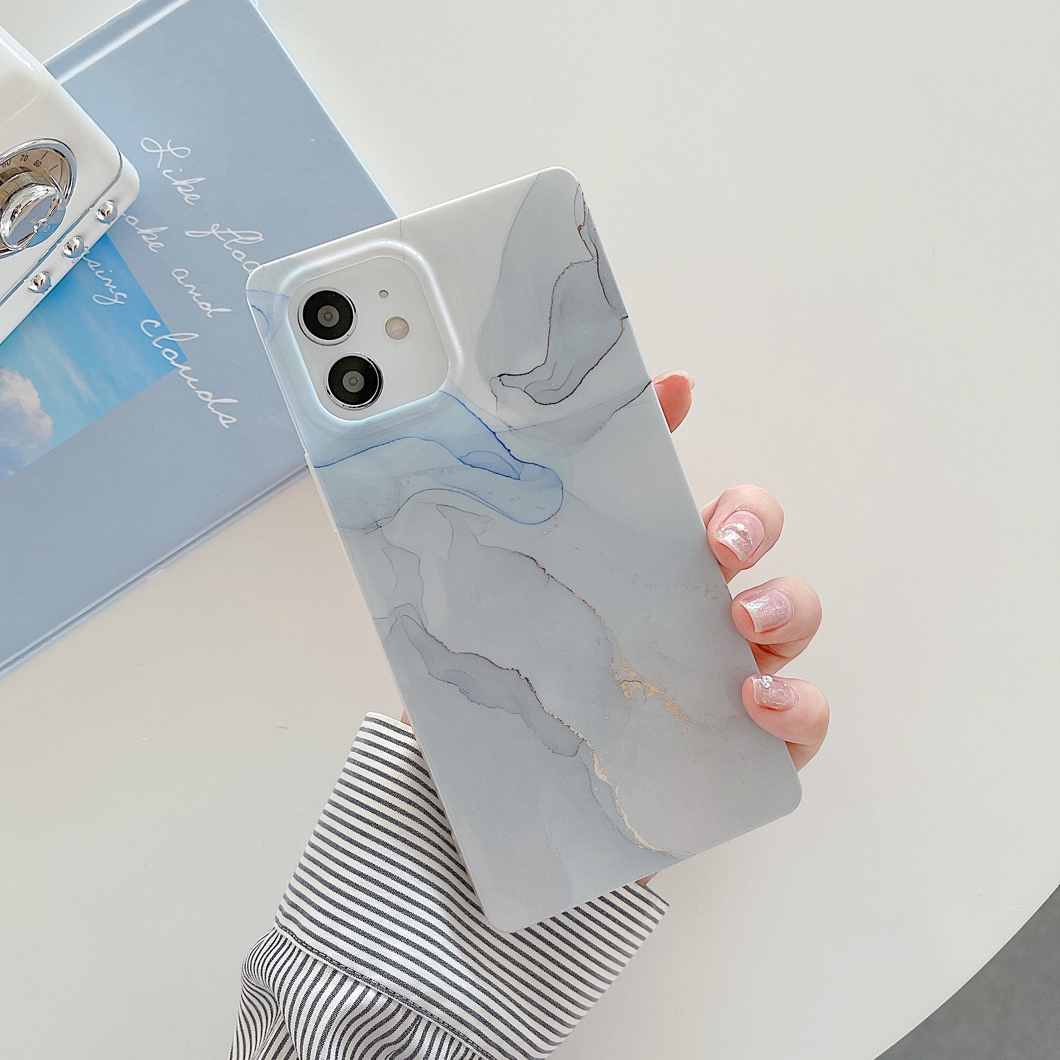 Square Case Blue Marble Design for iPhone 14 Pro Max