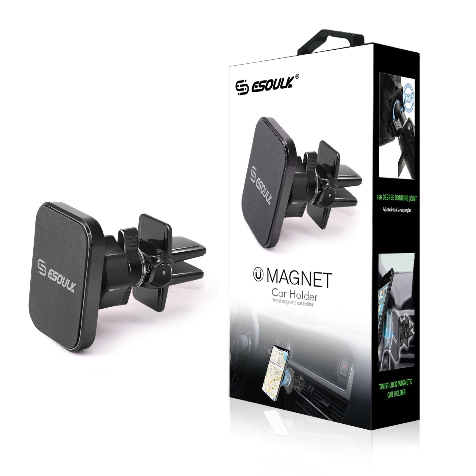 Esoulk Air Vent Magnet Holder-Black