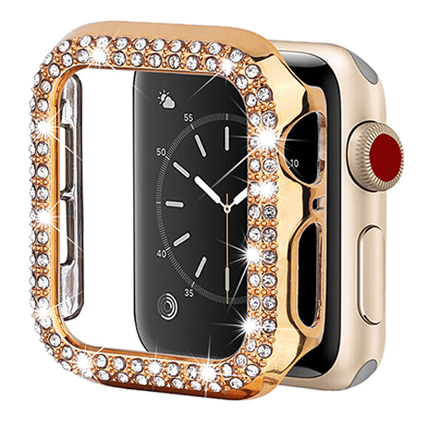 Diamond Gold Bumper Case for iWatch 44mm with tempered glass built in
