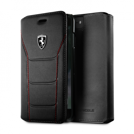 Ferrari iPhone 8/7 Genuine Quilted Leather Heritage Wallet Black
