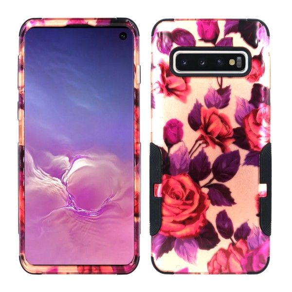 Galaxy S10 Plus Aries Design Roses Leaf Black