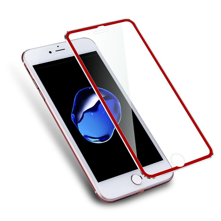 iPhone 8/7 Tempered Glass Metal Frame Red