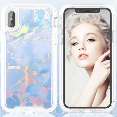 Blue iPhone X/XS Heavy Duty Marble Case