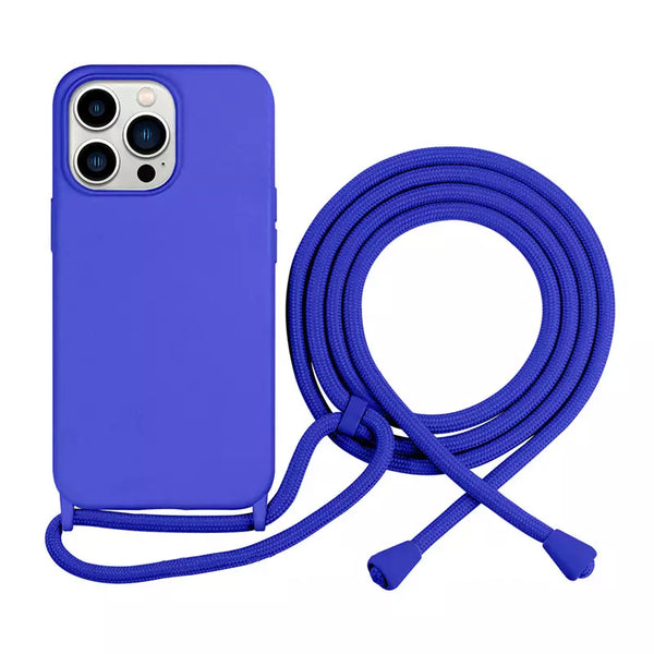 Blue TPU Case with Lanyard for iPhone 15 Plus 6.7 / 14 Plus 6.7