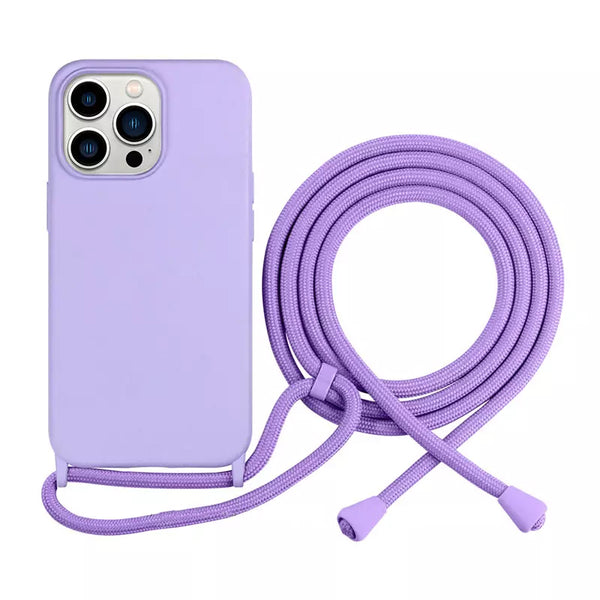 Lilac Purple TPU Case with Lanyard for iPhone 15 Plus 6.7 / 14 Plus 6.7