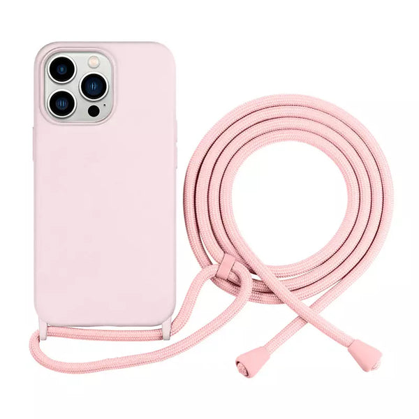Pink TPU Case with Lanyard for iPhone 14 Pro