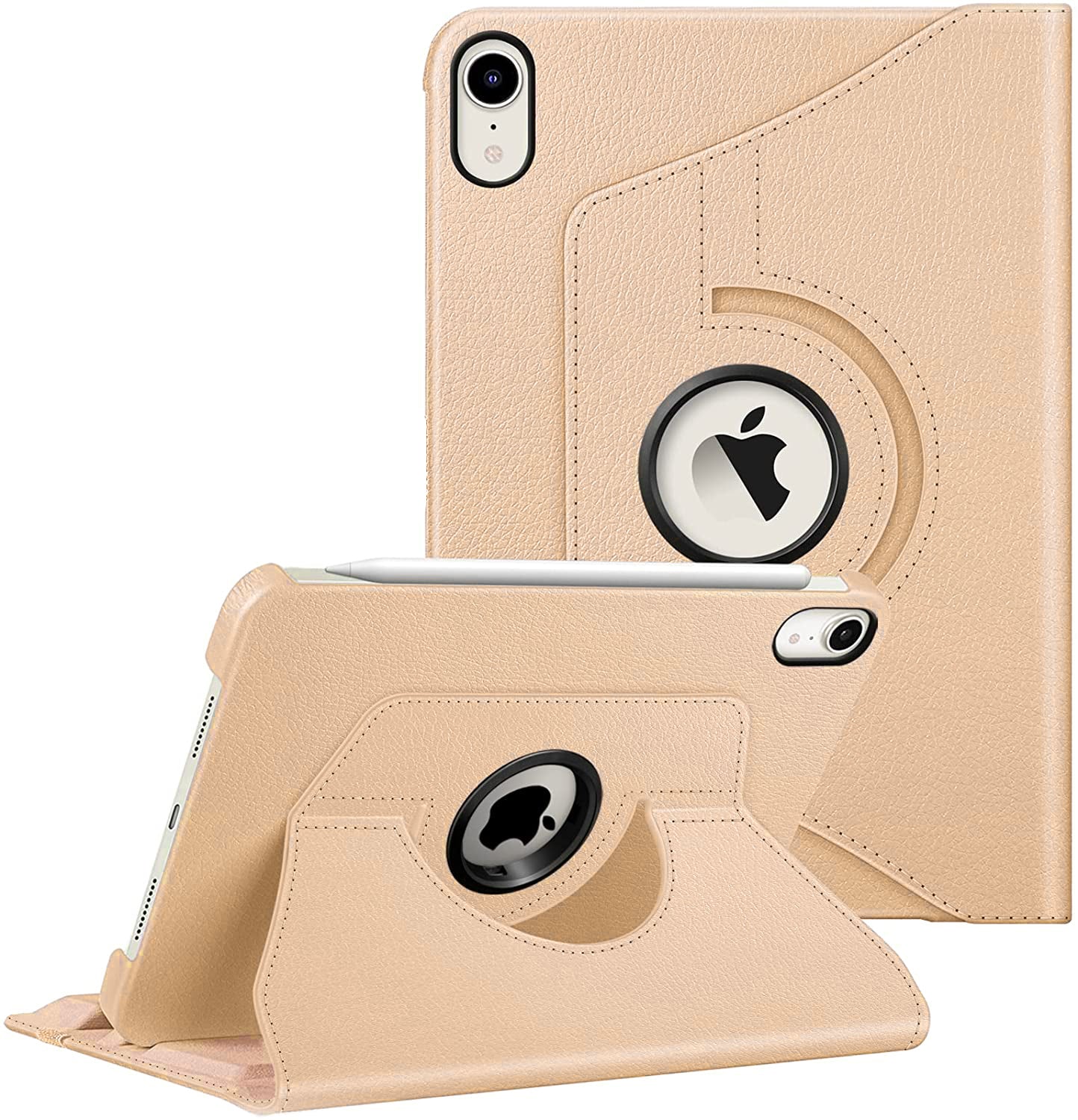 Gold PU Leather Folio Folding 360 Case for iPad Mini 7 / Mini 6