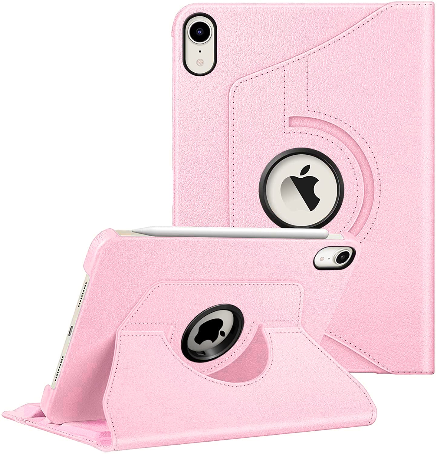 Light Pink PU Leather Folio Folding 360 Case for iPad Mini 7 / Mini 6