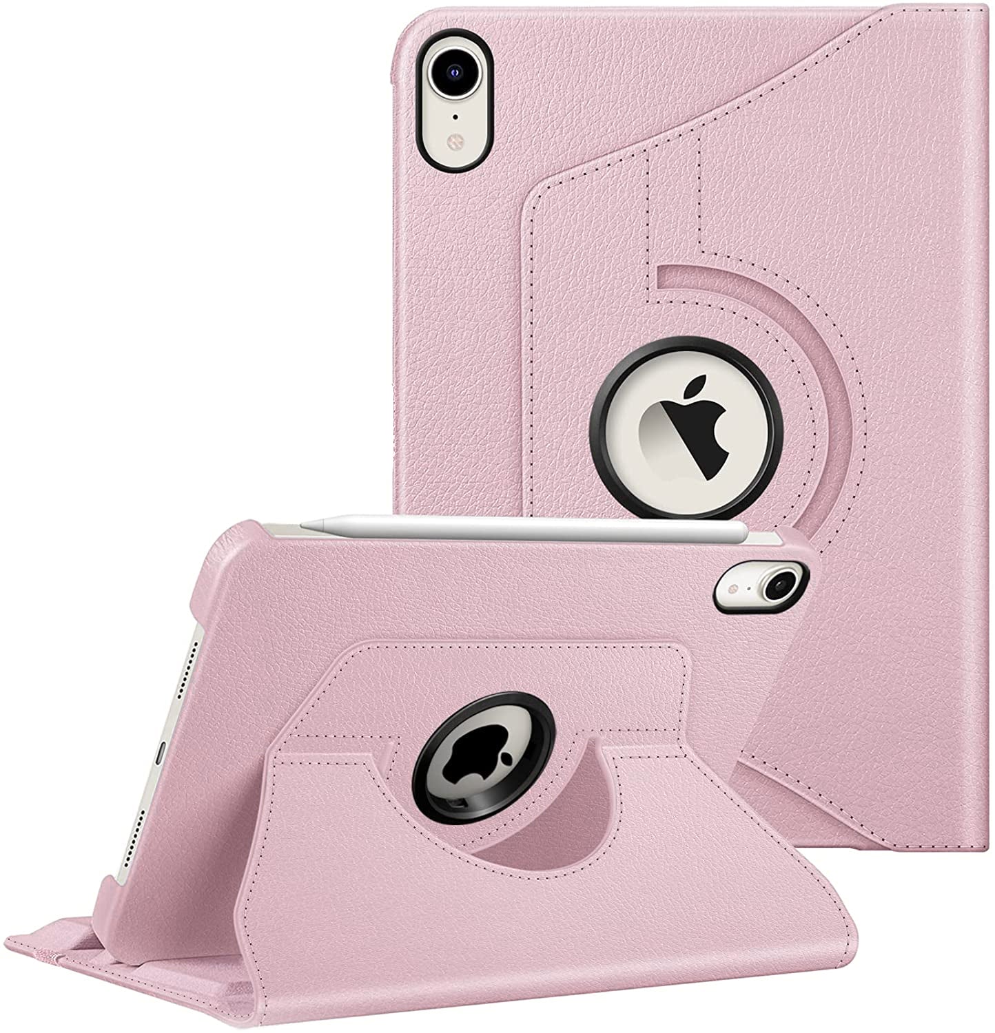 Rose Gold PU Leather Folio Folding 360 Case for iPad Mini 7 / Mini 6