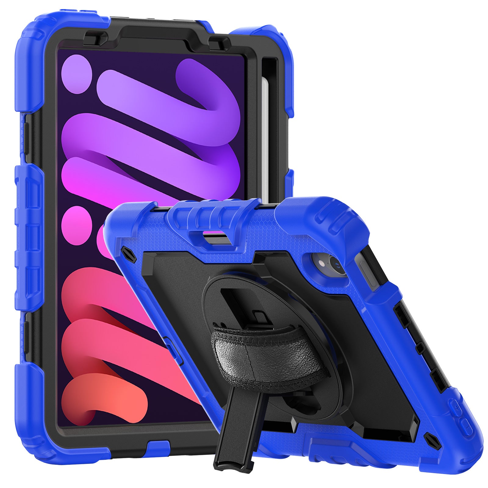 Blue Heavy Duty Case with Black Strap for iPad Mini 7 / Mini 6