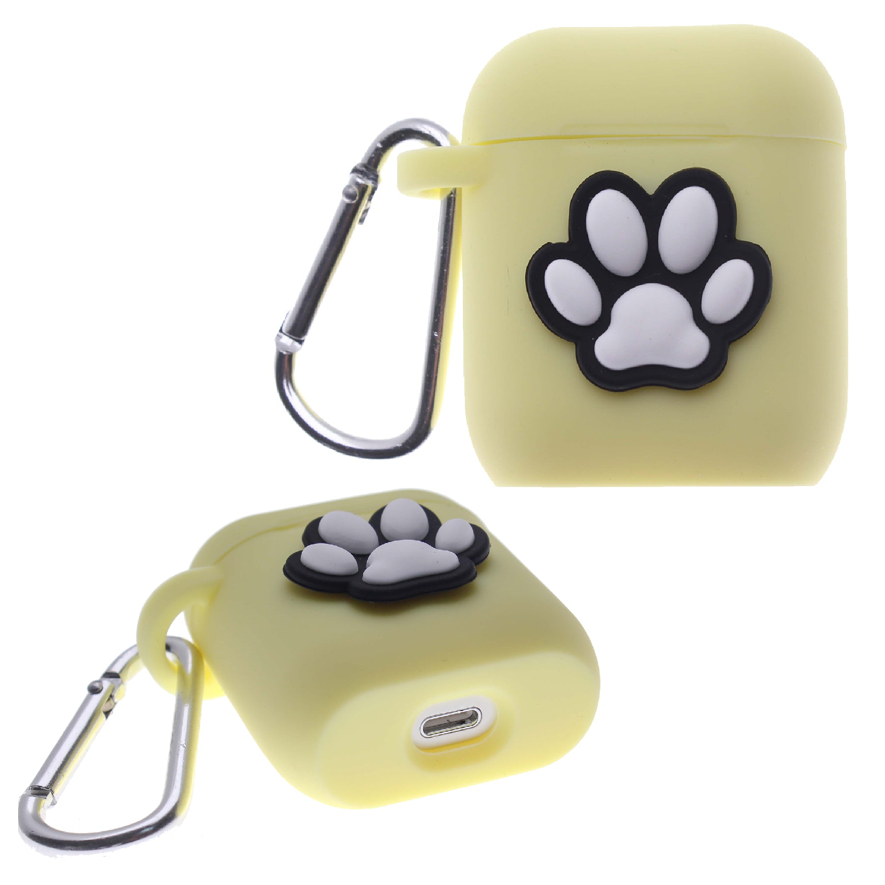 Yellow Air Pod Silicone Case 2D Paw Design