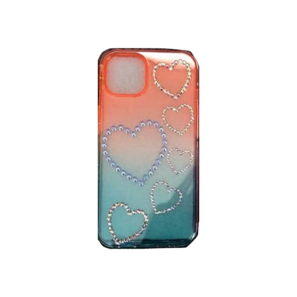 Orange Blue Gradiant Stone Hearts case for iPhone 15 Plus 6.7 / 14 Plus 6.7