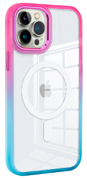 Pink and Blue Two Tone Case with Magnetic Compatibility for iPhone 14 Pro