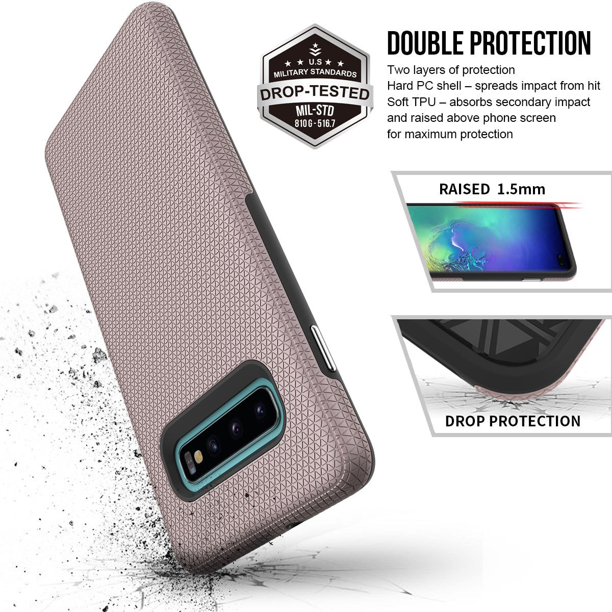 Galaxy S10 Plus Triangle Rose Gold Case WITH Package