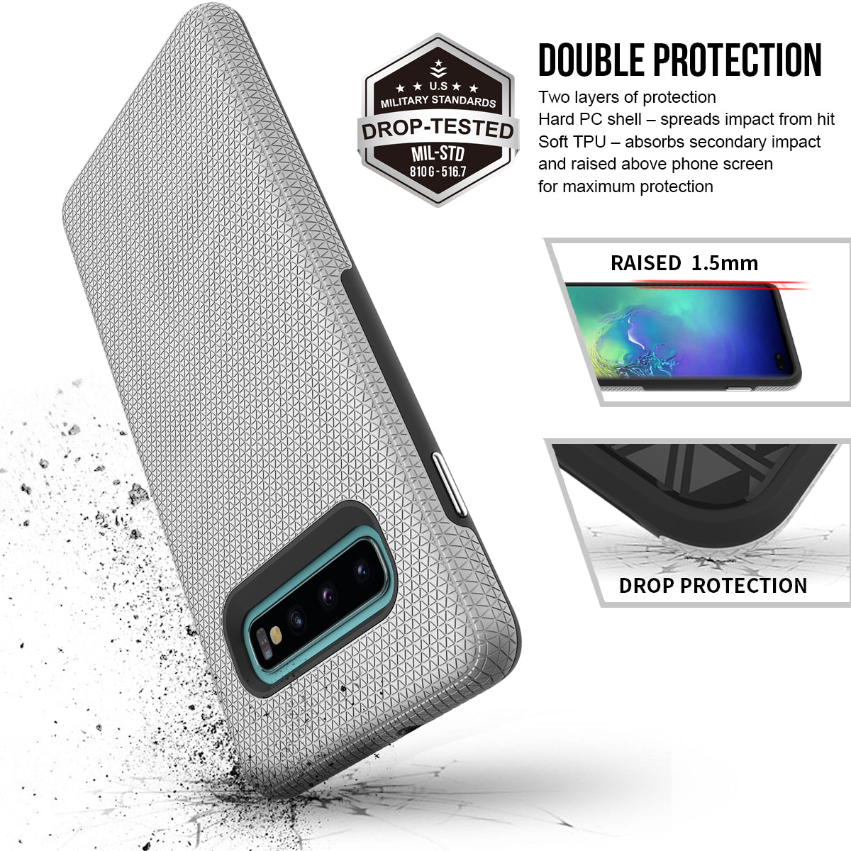 Samsung Galaxy S10 Triangle SILVER Case WITH Package