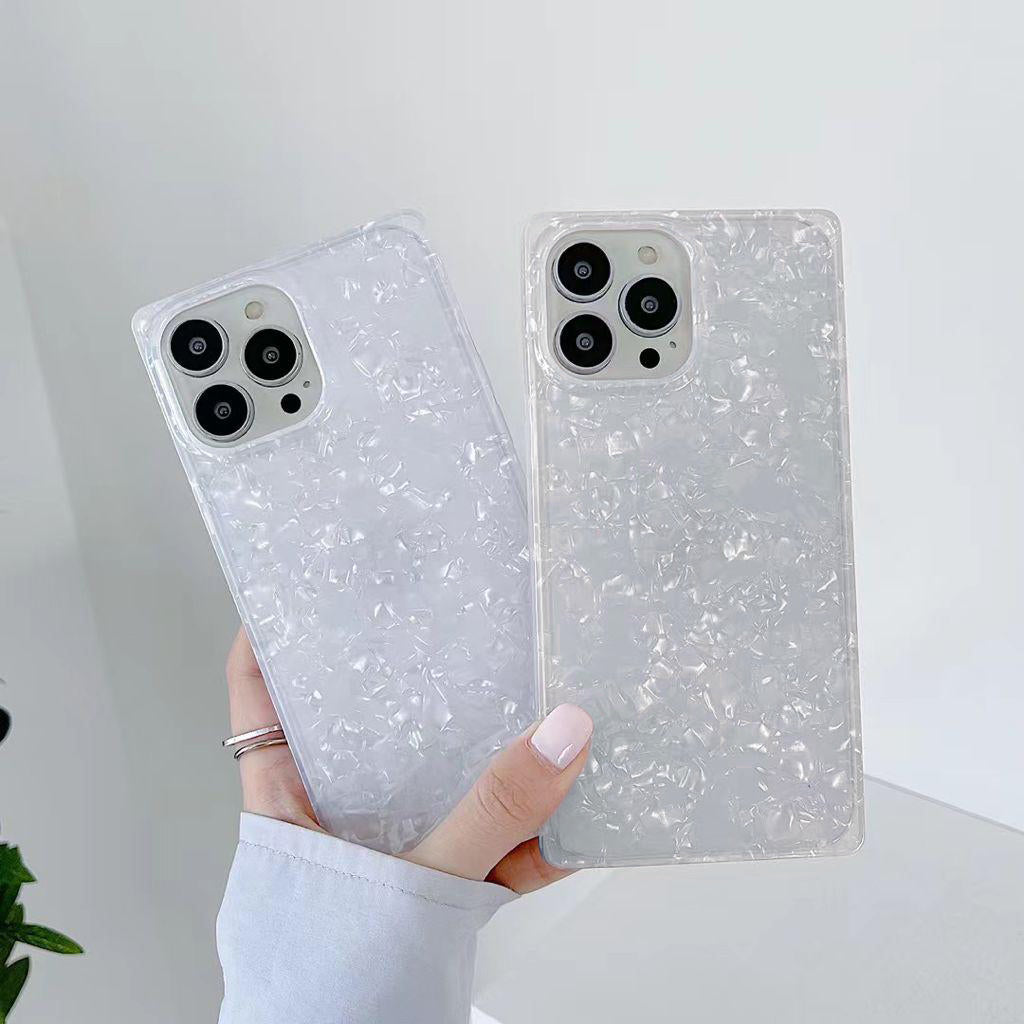 Square Case White Glitter Design for iPhone 14 6.1 / 13